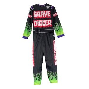 Monster Jam Grave Digger Costume Kids Small Jumpsuit Halloween Truck Racer